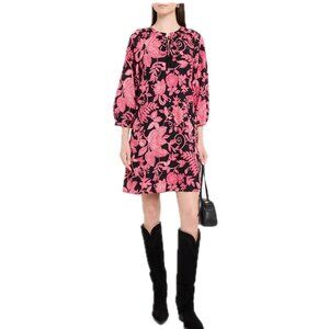 Johnny Was Tassel Dress Alycia Black  Pink Boho Mini Dress Slipover Sz 6 NWT